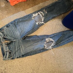 American Eagle Blue Skinny Distressed Jeans